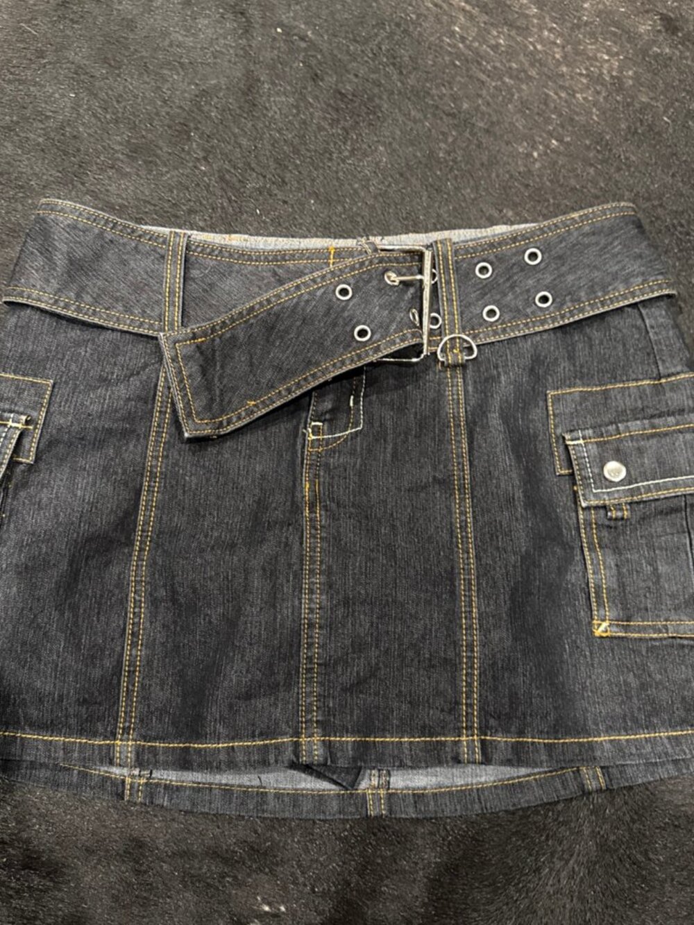 BISOU BISOU... Size 2 Denim Jean Skirt/Shorts, Silver Accent Buttons Women